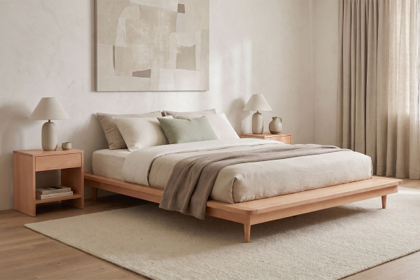 Lit double Anatole | Hêtre massif et style japonais