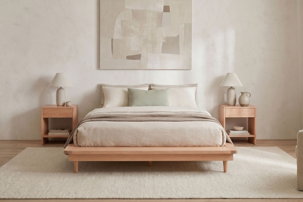 Lit double Anatole | Hêtre massif et style japonais