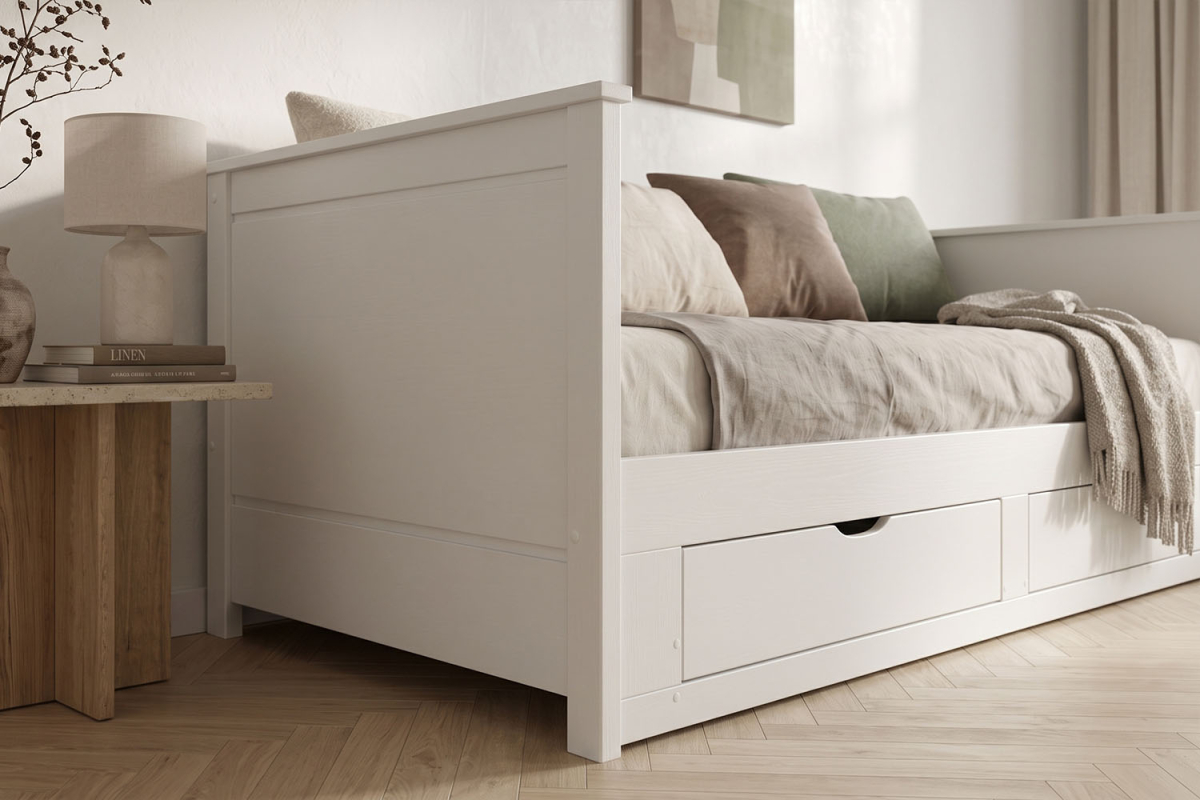 Lit gigogne Alma | Lit banquette en bois blanc FSC