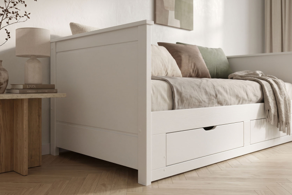 Lit gigogne Alma | Lit banquette en bois blanc FSC