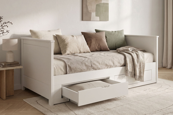 Lit gigogne Alma | Lit banquette en bois blanc FSC