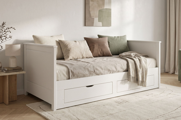 Lit gigogne Alma | Lit banquette en bois blanc FSC