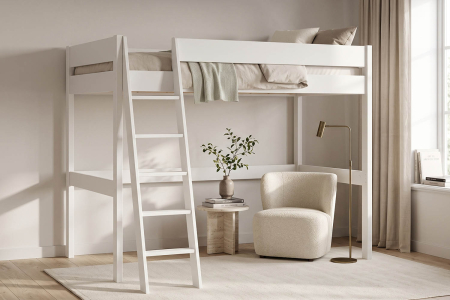 Lit mezzanine 2 places Rimini 140x190 | Pin massif blanc FSC