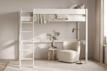 Lit mezzanine 2 places Rimini 140x190 | Pin massif blanc FSC