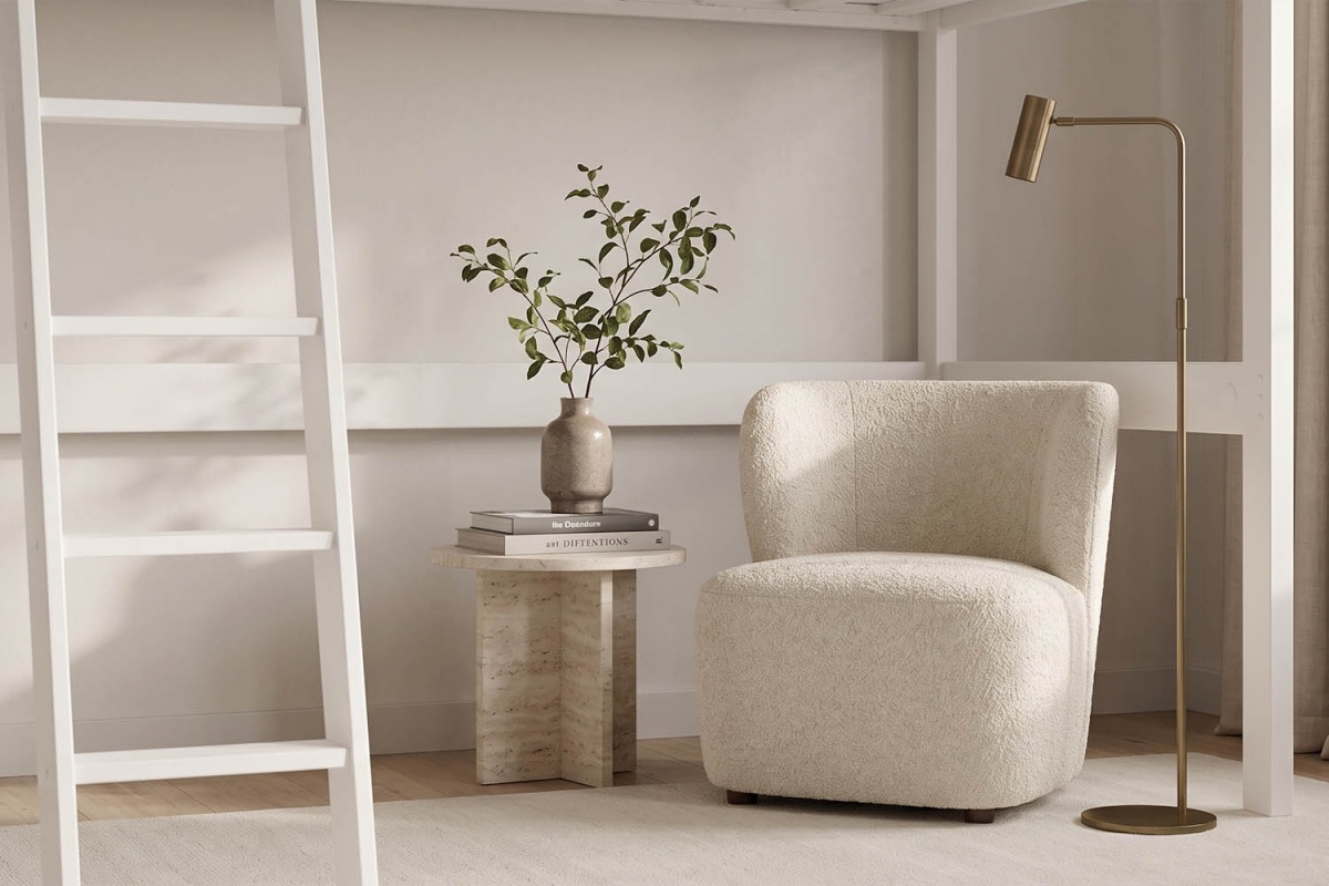 Lit mezzanine 2 places Rimini 140x190 | Pin massif blanc FSC