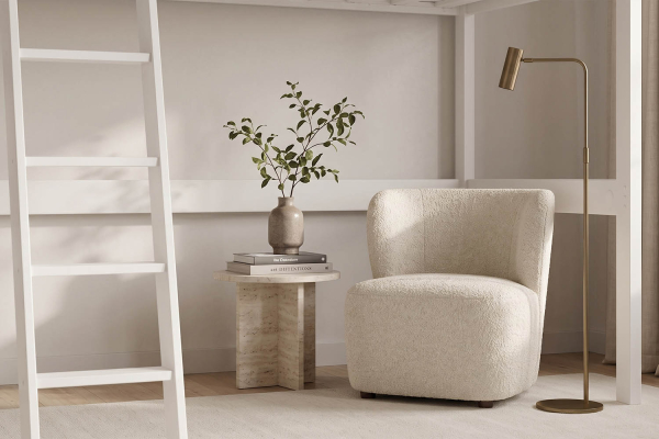 Lit mezzanine 2 places Rimini 140x190 | Pin massif blanc FSC