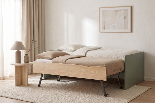 Lit gigogne banquette Nina 90x190 | Pin massif, conçu en France