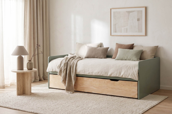 Lit gigogne banquette Nina 90x190 | Pin massif, conçu en France