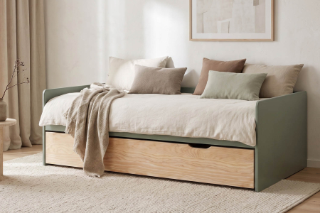 Lit gigogne banquette Nina 90x190 | Pin massif, conçu en France