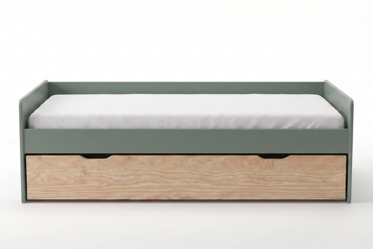 Lit gigogne banquette Nina 90x190 | Pin massif, conçu en France