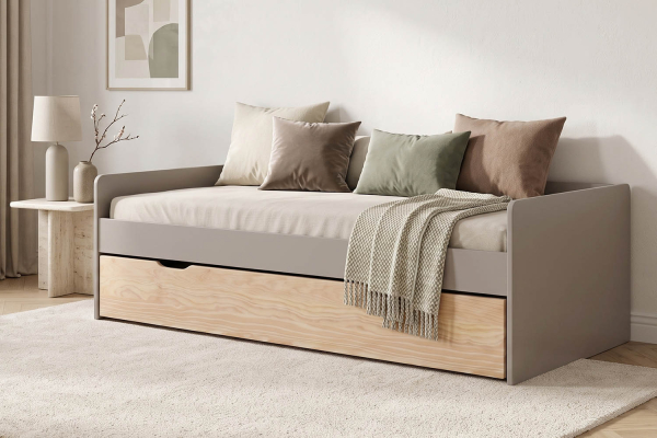 Lit gigogne banquette Nina 90x190 | Pin massif, conçu en France