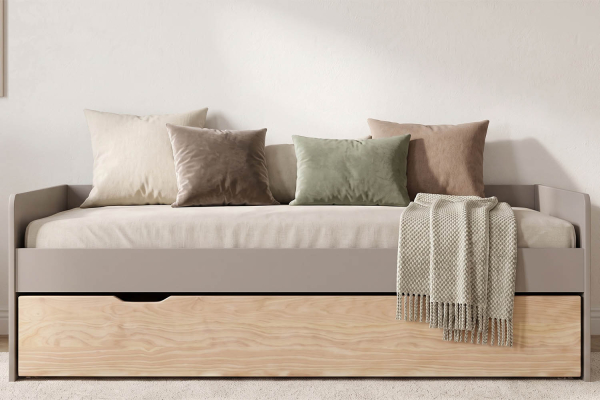 Lit gigogne banquette Nina 90x190 | Pin massif, conçu en France