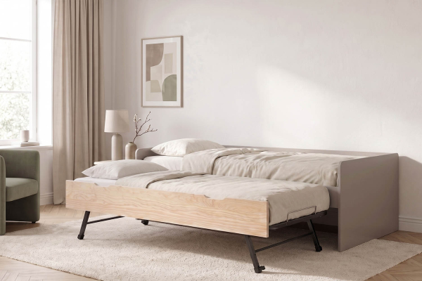 Lit gigogne banquette Nina 90x190 | Pin massif, conçu en France