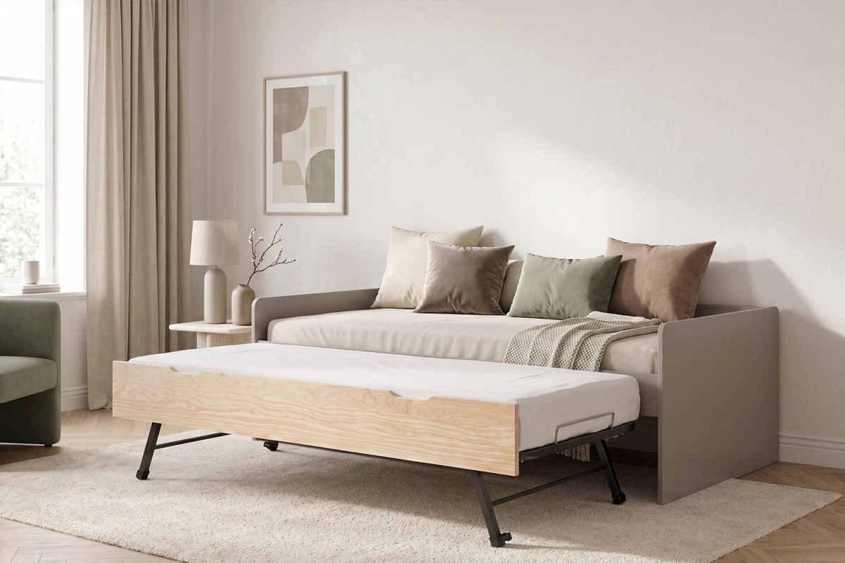 Lit gigogne banquette Nina 90x190 | Pin massif, conçu en France