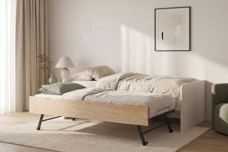 Lit gigogne banquette Nina 90x190 | Pin massif, conçu en France