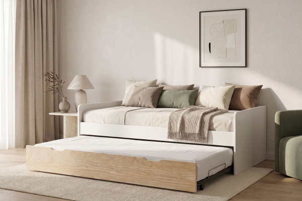 Lit gigogne banquette Nina 90x190 | Pin massif, conçu en France