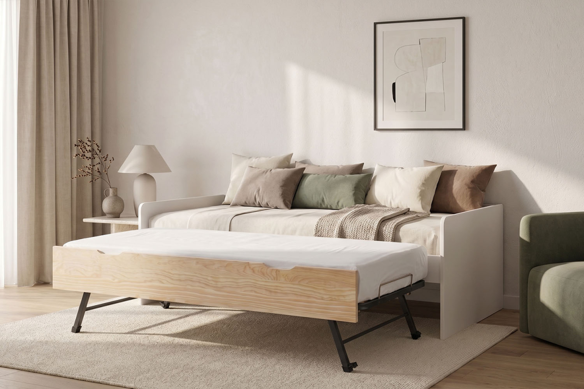 Lit gigogne banquette Nina 90x190 | Pin massif, conçu en France