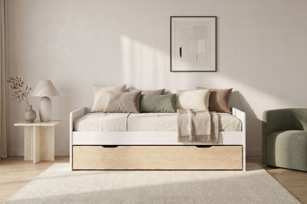 Lit gigogne banquette Nina 90x190 | Pin massif, conçu en France