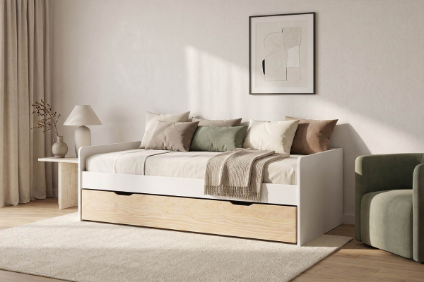 Lit gigogne banquette Nina 90x190 | Pin massif, conçu en France