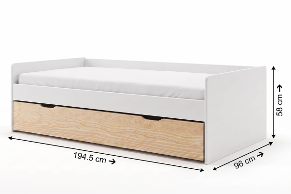 Lit gigogne banquette Nina 90x190 | Pin massif, conçu en France