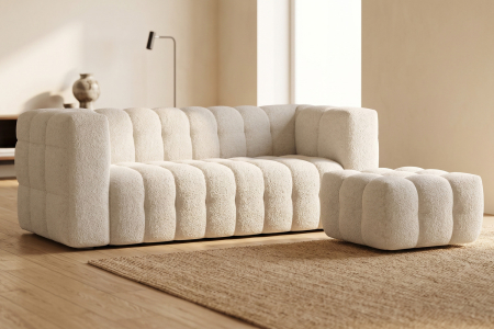 Pouf Cloud – Tissu bouclette, confort et design