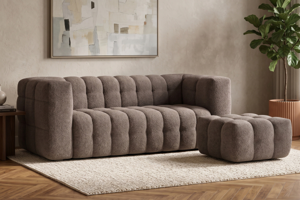 Pouf Cloud – Tissu bouclette, confort et design