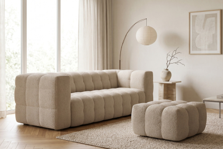 Canapé fixe 3 places Cloud – Tissu bouclette élégant, design italien