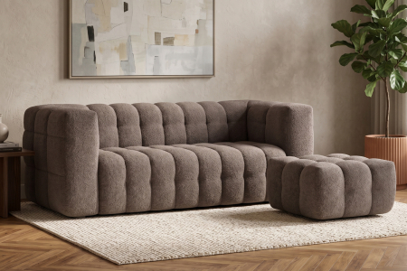 Canapé fixe 3 places Cloud – Tissu bouclette élégant, design italien
