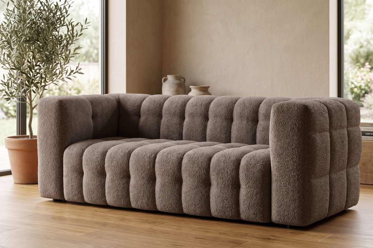 Canapé fixe 3 places Cloud – Tissu bouclette élégant, design italien