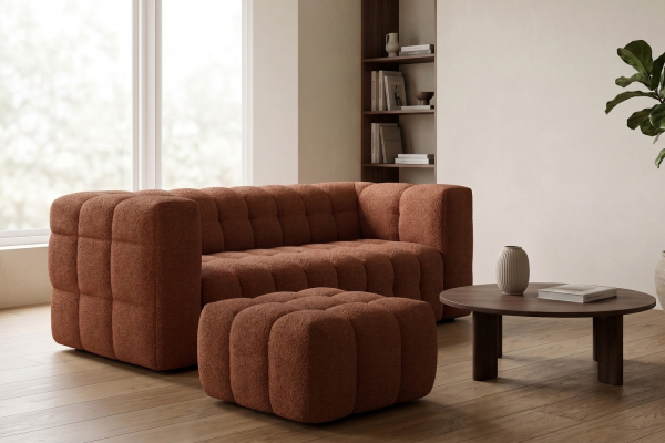 Canapé fixe 3 places Cloud – Tissu bouclette élégant, design italien