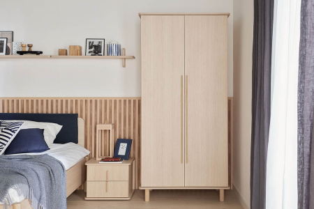 Armoire 2 portes en bois Naya - Chêne clair | Maison Aveni
