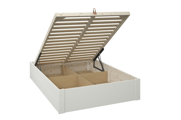 Lit coffre en bois massif blanc – Rangement optimal et finition premium