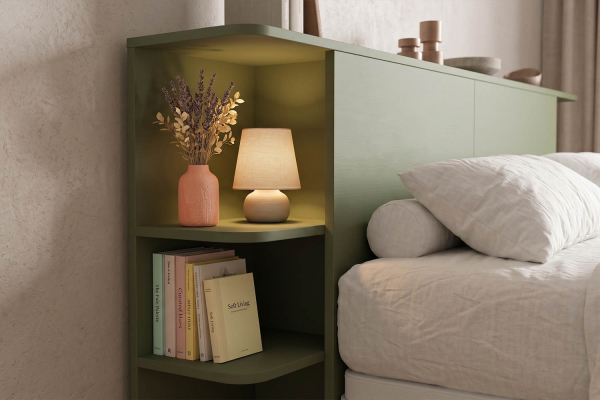 Lit coffre 160x200 blanc avec tête de lit Milla | 100% français
