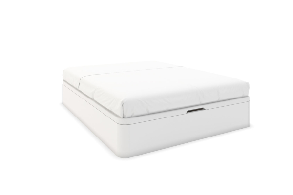 Lit coffre 160x200 blanc avec tête de lit Milla | 100% français