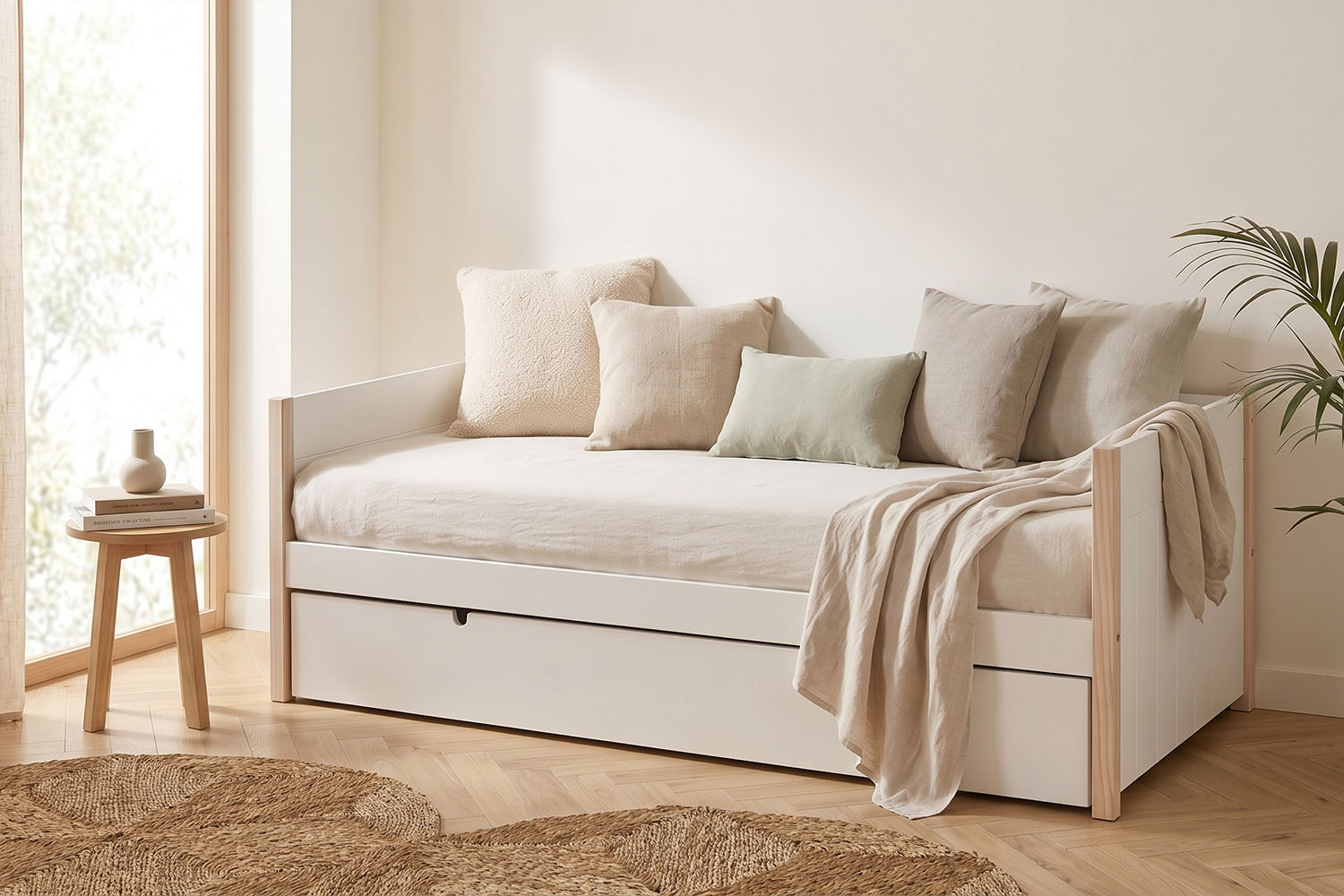 Lit gigogne banquette en bois Soréa 90x190 | Maison Aveni