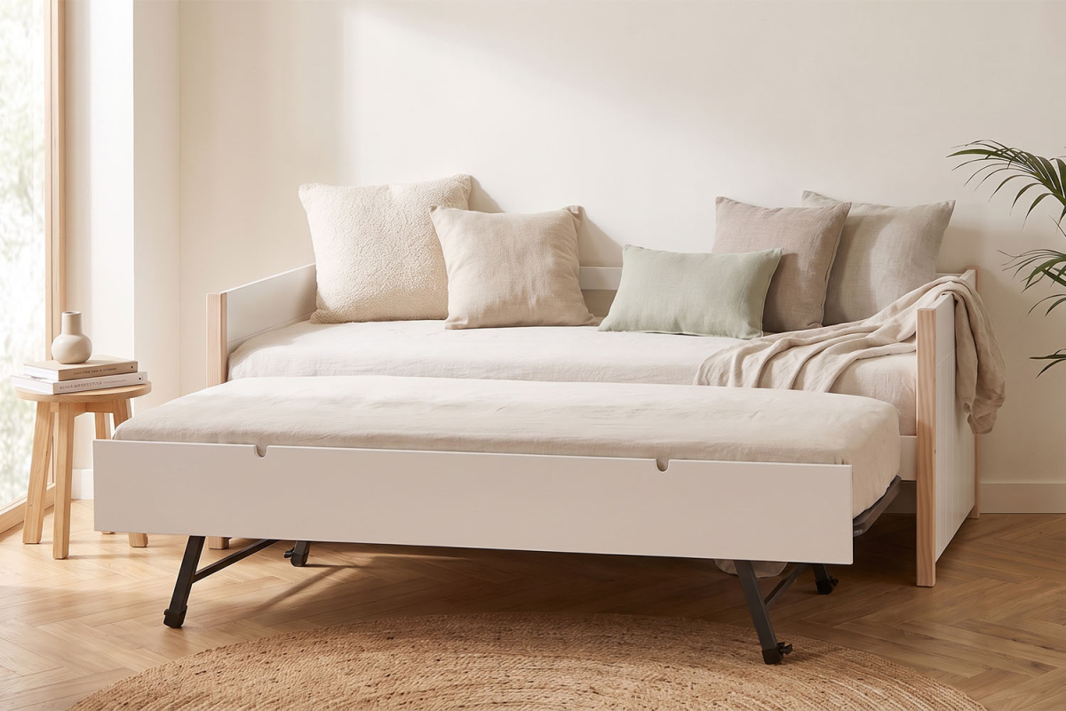Lit gigogne banquette en bois Soréa 90x190 | Maison Aveni