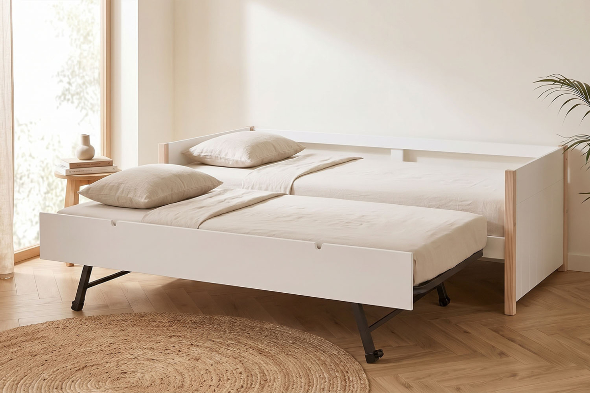 Lit gigogne banquette en bois Soréa 90x190 | Maison Aveni