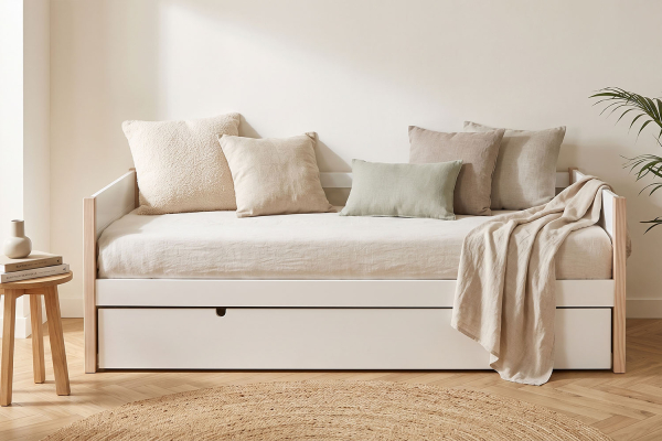 Lit gigogne banquette en bois Soréa 90x190 | Maison Aveni