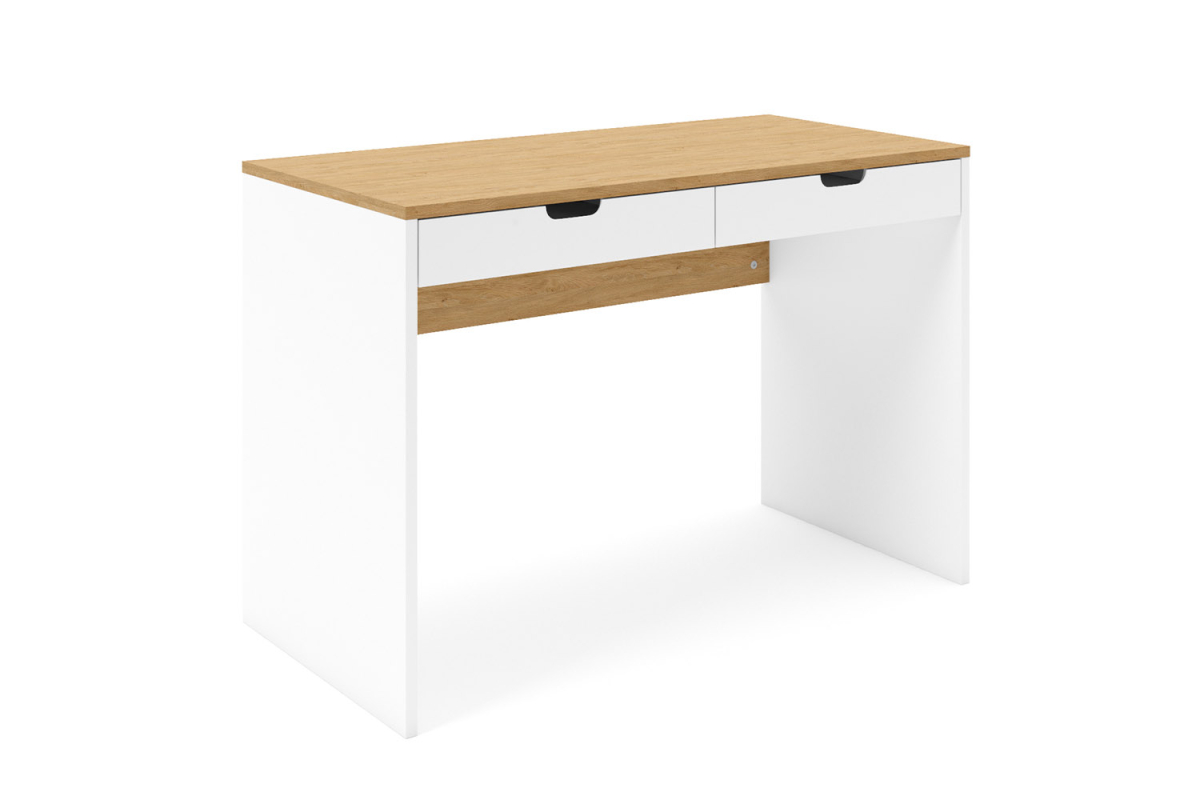 Sofia desk with 2 drawers | 100% made in France, white or slate & oak