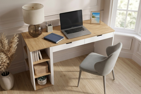 Sofia desk with 2 drawers and storage unit | Made in France