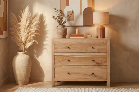 Commode 3 tiroirs en bois massif Lior – Élégance et rangement