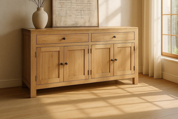 Sideboard Lior, 140 cm – Der Charme von Mindiholz mit zusätzlichem Stauraum