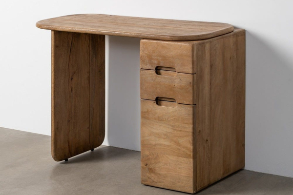 Escritorio de madera de mango Luan – Un espacio organizado con estilo
