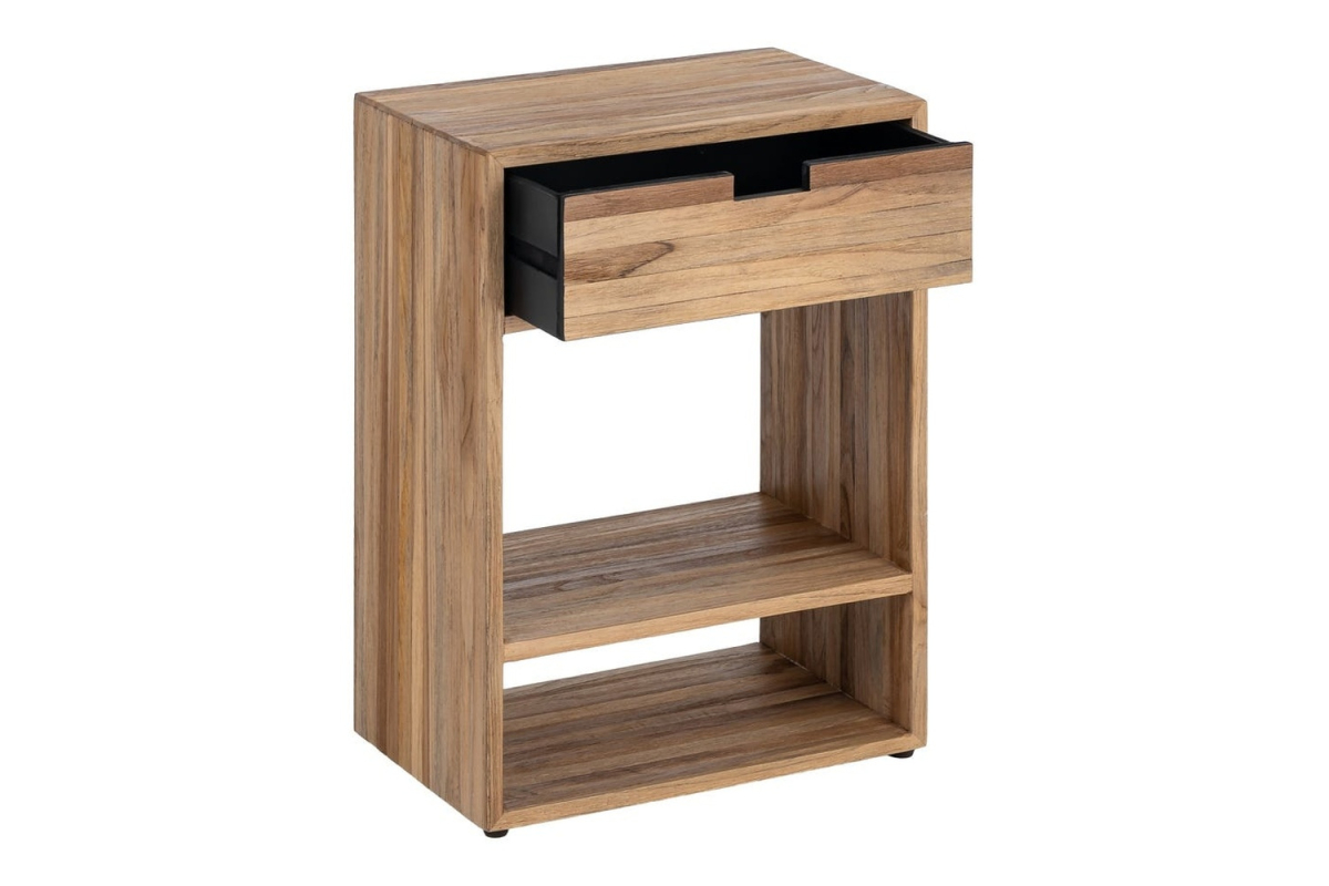 Alvar recycled teak nightstand – Natural character