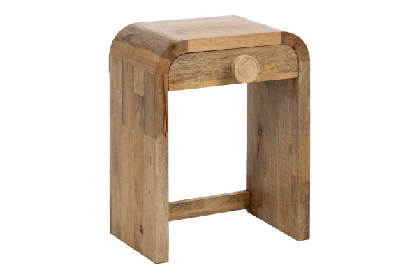 Mesita de noche de madera de mango Almar – El encanto de las curvas suaves
