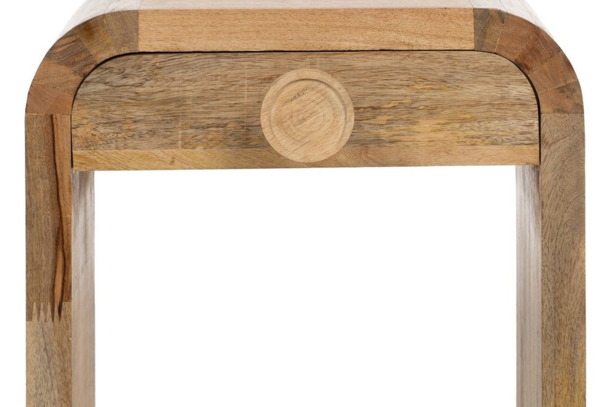 Mesita de noche de madera de mango Almar – El encanto de las curvas suaves