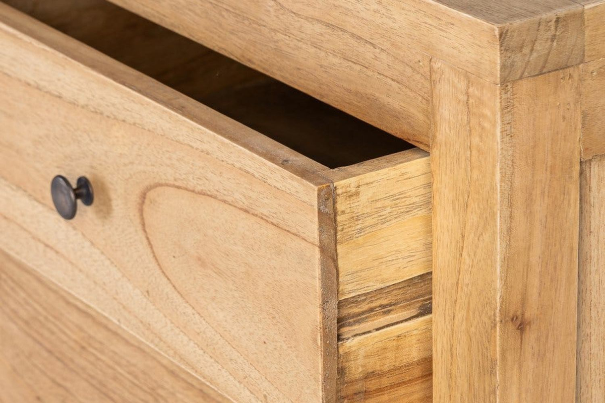 Cómoda de madera maciza de mindi Lior – El encanto de la madera auténtica