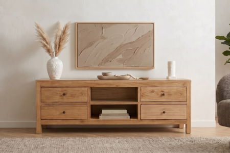 Meuble TV Lior en mindi massif, 150 cm | Maison Aveni