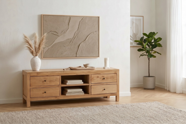 Tv-meubel Lior van massief mindihout, 150 cm | Maison Aveni