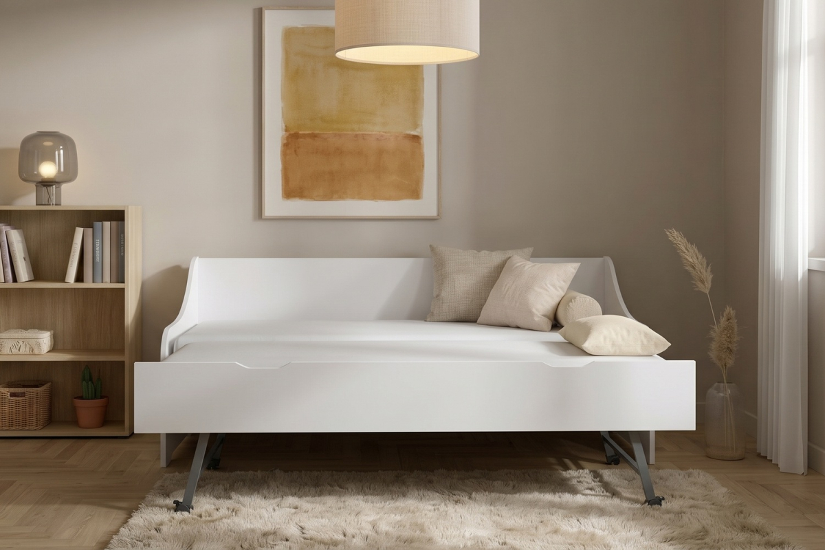 Uitschuifbed Anouk in bankvorm 80x200 | Hout en Franse productie